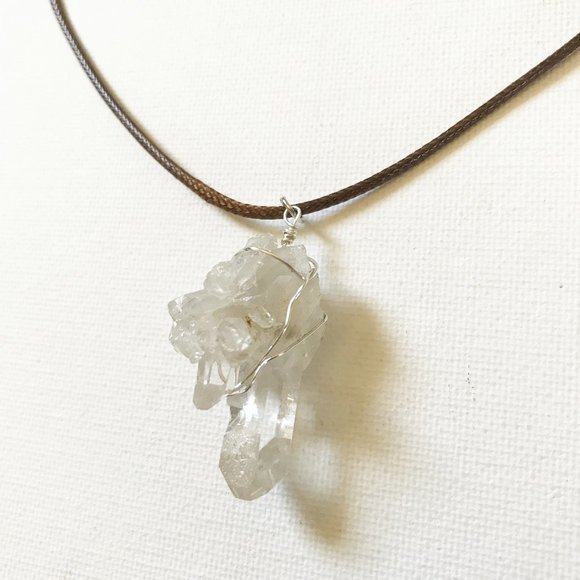 Quartz Crystal Cluster Points Baby Gemstone Necklace Soulmate Boho Gypsy Hippie - Picture 1 of 9